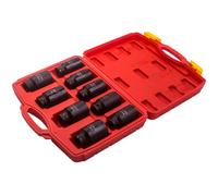 9PC 1/2" Drive 6 Point Axle Nut Hub Air Impact Deep Socket Set Metric 29-38mm