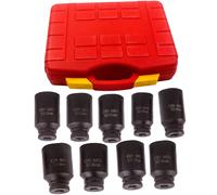 9PC 1/2" Drive 6 Point Axle Nut Hub Air Impact Deep Socket Set Metric 29-38mm