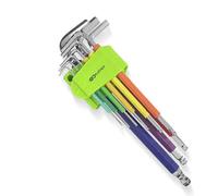 9pc Cr-V Hex Key Set, Long Ball End & Short Flat Head, Mirror Finish, Sizes 1.5-10mm