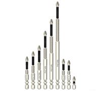 9pc Cross Magnetic Screwdriver Bit Set PH2 Alloy Steel with Anti Slip Long Drill Bits for Heavy Duty Screw Driving