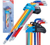 BGS 74468 | L-Type Wrench Set | Multicolour | Extra Long | T-Star (for Torx) with Ball Head T10 - T50 | 9 pcs.