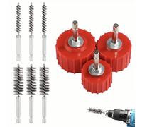 9pc For Cleaning Brush Set for Copper Tubes Welded Pipes and Auto Motorcycle Battery Posts with Rods for Effective For Cleaning (Red)