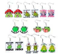 9PC Funny Earrings Pack Earring Jewelry Fun Cute Weird Unique Novelty Kawaii Funky Silly Wacky Whimsical Crazy Eccentric Quirky Sarcastic Meme Duck Silly Goose Dangling Dangle Women Gifts, Acrylic, No