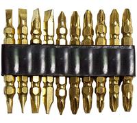 9pc Gold Double Ended Screw Bit Set Assorted Pozi & Flat Power Bits Screwdriver