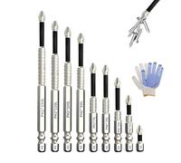 9PC High Magnetic Screwdriver Drill Bit Set, Magnetize Screw Bits, Anti-Slip Strong Grip Professional Driver Bits for Precision Drilling and Fastening 25-150mm 1 Set