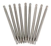 9Pc Long Shaft 150mm Power Bit Set, Magnetic Screwdriver Pozi, Phillips & Slotted Drill Bits