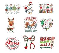 9PC Nurse Christmas Badge Reels Funny Silly Goose Cute Gingerbread Man Fall Halloween Holiday Seasonal Festive ID Name Holder Retractable Clip Medical Accessory Bulk Gifts for Nurses Nursing Students