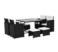 9PC Rattan Garden Furniture Outdoor Patio Dining Table Set Wicker 8 Seater Stool