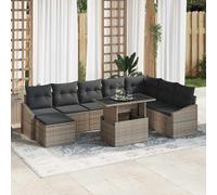 9pc Rattan Garden Furniture Set Grey Patio Sofa Storage Outdoor Cushions