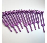 9pc Secret Solfeggio Tuning Fork Set - 9 Weighted Solfege Syllable Tuning Forks for Sound Healing and Biofield Harmonization - OM UT RE MI - Sound Therapy Tools, Sound Healing Instruments - Purple