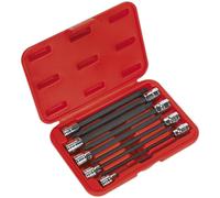 9pc TRX Star Socket Bit Set 3/8" Square Drive - T10 to T50 - 150mm Long Shaft Loops Multi One Size