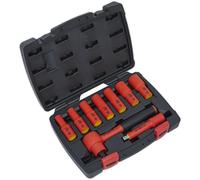 9pc VDE Insulated Socket & Ratchet Handle Set - 3/8" Square Drive 6 Point Metric