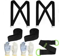 9Pcs 2-Person Lifting Straps for Movers Kit, Extended Width Moving Straps Load Capacity Up to 882LBS/400KG Moving Strap with two pairs Lifting Strap Gloves for Moving Furniture Heavy Objects (Black)