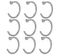 9pcs 316l Surgical Steel Open Nose Hoop Faux Fake Nose Rings 20 Gauge 8mm Nostril Piercing Jewelry Silver Stainless Steel 20g Women Men Lip Septum Body Jewelry