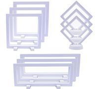 9PCS 3D Floating Display Case, Challenge Coin Display Stand Holder Frames Transparent PE Jewelry Storage Box Large Suspension Frames for Medal, Medallion, Stamps (Black) (White)