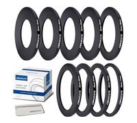 9Pcs 82mm Filter Ring Adapter Set,Metal Step Down Ring for All Brands UV ND CPL 82-46mm,82-49mm,82-52mm,82-55mm,82-58mm,82-62mm,82-67mm,82-72mm,82-77mm+Lens cleaning cloth