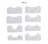9Pcs Alignment Ruler Set Centering Guide Contour Design DIY T-Shirt Round-Neck V-Neck Sewing Ruler