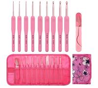 9Pcs Aluminum Crochet Hook 2.0mm-6.0mm Ergonomic Handle Crochet Hook Includes Scissors and Case for Adult Beginner Aluminum Set