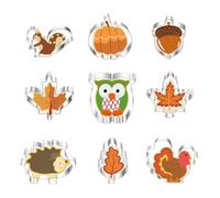 9Pcs Autumn Cookie Cutters, Maple Leaves Biscuit Cutter Set,Baking Supplies | Stainless Steel DIY Cookie Cutter, Maple Leaves Hedgehog Pumpkin Squirrel Acorn Mushroom Owl Pattern, Thanksgiving Fall Party