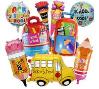 9Pcs Back To School Balloons-Pencil SchoolBag Ice Cream School bus Foil Balloon Welcome Back Balloons for Kindergarten Balloon,First Day of School Decorations