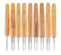 9Pcs Bamboo Handle Loc Needle Set, Stainless Steel Crochet Hooks for Hair, Loc Crochets Needle for Dreads, Starter Locs, Retwisting (0.5mm, 0.75mm, 1mm, 1.75mm)