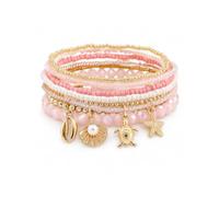 9Pcs Beaded Bracelet Set For Women, Boho Stackable Seed Bead Tropical Sea Creature Charm Stretch Bracelets Dainty Cute Summer Beach Vacation Jewelry Gift, L, Alloy Acrylic, no gemstone