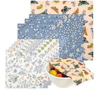 9Pcs Beeswax Food Wrap Kit Reusable Beeswax Wraps Natural Wax Food Storage Wrap Plastic Free Bread Wrapper Organic Bees Wax for Cheese, Fruit, Sandwich Wrappers Bowl Covers (Style 4)