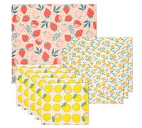 9Pcs Beeswax Food Wraps Set, 3 Sizes Reusable Bees Wax Food Storage Wrap, Bees Wax Cheese Bread Sandwich Wrappers, Organic Cotton Foods Wraps for Cheese, Fruit, Foods Storage(Fruit Style)