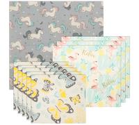 9Pcs Beeswax Food Wraps Set, 3 Sizes Reusable Bees Wax Food Storage Wrap, Bees Wax Cheese Bread Sandwich Wrappers, Organic Cotton Foods Wraps for Cheese, Fruit, Foods Storage(Animal Style)