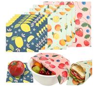 9Pcs Beeswax Wraps, Natural Reusable Beeswax Food Wraps Style A | Organic Cotton Bees Wax Cheese Bread Sandwich Wrappers, 9PCS 1 Large (33x35cm),3 Medium(25x28),5 Small (17.78x20) Sizes Wraps