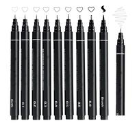 9pcs Black Fineliner Pens, Felt Tip Pens for Artist, Black Waterproof Ink Pens,Calligraphy Pen Set for Beginners,Black Brush Marker Pens for Writing, Signature, Illustration, Design and Drawing