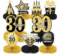 9Pcs Black Gold 18th 21th 30th 40th Honeycomb Decorations - Happy Birthday Decorations, Birthday Table Centre Decorations, Party Table Decorations, Table Decorations Centrepiece (30)