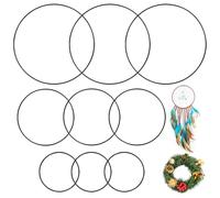 9Pcs Black Metal Floral Hoop, 10cm/15cm/20cm Metal Macrame Rings, Hanging Wedding Wreath Hoop, Wall Round Dreamcatcher Frame, Dream Catcher Rings, Metal Crafts Hoops for Party Decoration DIY