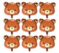9pcs Brown Bear Party Balloons - Cute Foil Animal Balloons for Teddy Bear Party Decorations Supplies for Kids Baby Shower, Jungle Theme, Birthday, Woodland, Lawn Decor
