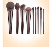 9pcs Brushed Aluminum Tube Makeup Brush Set Foundation Brush Blush Loose Powder Brush Chemistry (D 18cm)