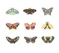 9Pcs Butterfly Moth Pins Cute Enamel Pin Set Gothic Vintage Cool Horror Brooches for Backpack Steampunk Badge Jewelry