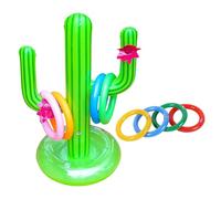 9pcs Cactus Tossing Game Set, 1 Cactus Inflatable, 8 Ring Tossing Toys, Garden Bar Accessories, Pool Party Decorations, Swimming Aids for Summer Seaside Pool Suitable for Beach Ring PVC