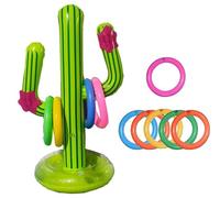 9pcs Cactus Tossing Game Set, 1 Cactus Inflatable, 8 Ring Tossing Toys, Garden Bar Accessories, Pool Party Decorations, Swimming Aids for Summer Seaside Pool Suitable for Beach Ring PVC