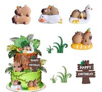 9Pcs Capybara Cake Topper, Cute Capybara Cake Decorations, Forest-Themed Capybara Birthday Decorations, Capybara Cake Toppers for Birthday Parties and Showers Party Favors