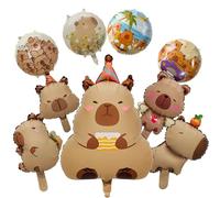 9PCS Capybara Foil Balloons - Cartoon Aluminium Film Balloons Capybara Theme - Kids, Children - Unisex - 27"Animal Theme Birthday Decorations for Baby Shower, Gender Reveal Party Supplies