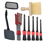 9Pcs Car Cleaning Brush Kit Car Detailing Brushes Set Long Reach Windscreen Cleaner Interior & Exterior Cleaning Kit for Automotive Trim Wheel Rim Engine Air Vents