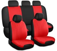 9Pcs Car Seat Covers for Dodge Ram 4. Generation 2011 2012 2013 2014 2015 2016 2017 2018, Cloth Car Seat Cushion Full Set Breathable Washable Front Rear Protectors,Red