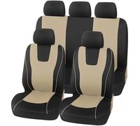 9Pcs Car Seat Covers for Seat Ibiza 2006 2007 2008, Cloth Car Seat Cushion Full Set Breathable Washable Front Rear Protectors Accessories,Beige