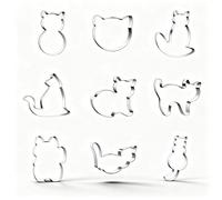 9PCS Cat Shape Stainless Steel Molds, Multi-Purpose Cookie Cutter, Cutters for Baking, Ice Cube, Chocolate & Candy Making - Food-Grade, Mini Cookie Cutter Set