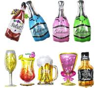 9pcs Champagne Balloon, STNRST-IN Beer Themed Foil Balloons, Whiskey Bottle Cup Aluminum Balloon for Happy Birthday Wedding Engagement Celebration Bachelor Party Supplies Bridal Shower Decorations