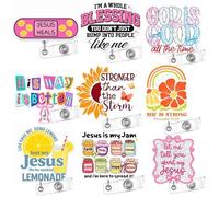 9PCS Christian Badge Reels Set Inspirational Scripture Bible Verse ID Name Holder with Retractable Clip Faith Jesus Religious Motivational Gifts for Nurses Teachers Coworkers Women Office Accessories