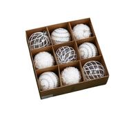 9Pcs Christmas Ball Ornaments Set, Christmas Tree Ornaments 8CM Shimmering Balls Set, Shatterproof Baubles for Christmas Decoration, Wedding for Xmas Tree Balls Wedding Decorations (White)