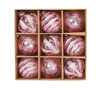9Pcs Christmas Ball Ornaments Set, Clear Glitter Hanging Decorations, Shatterproof Baubles for Christmas Home Decoration (Pink, One Size)