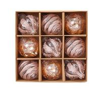 9Pcs Christmas Ball Ornaments Set, Clear Glitter Hanging Decorations, Shatterproof Baubles for Christmas Home Decoration (Rose Gold, One Size)