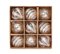 9Pcs Christmas Ball Ornaments Set, Clear Glitter Hanging Decorations, Shatterproof Baubles for Christmas Home Decoration (Dark Khaki, One Size)